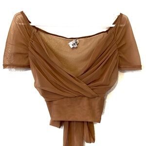 zack Dress Crop Top Light Brown Short Sleeve Size 12